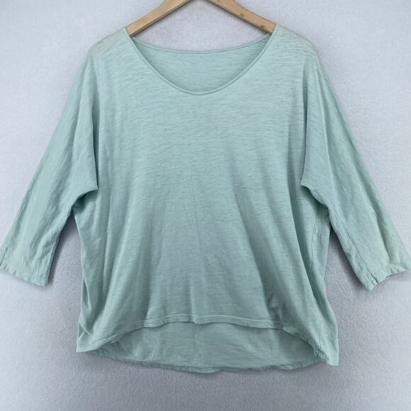 Eileen Fisher Tops - EILEEN FISHER Top M Slub Organic Cotton Jersey Scoop Neck Dolman Sleeve Green